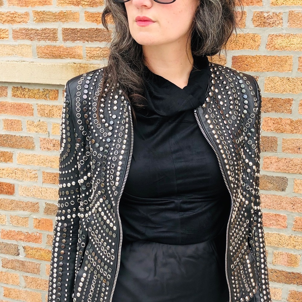 Nour Hammour Studded Leather Jacket